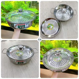 🍲 Nồi Lẩu Inox TITAFHAC Kèm Vỉ Hấp + Nắp Kính Đa Năng nấu lẩu/hấp/ xào | Dùng Bếp Từ & Bếp Gas | 20–28cm