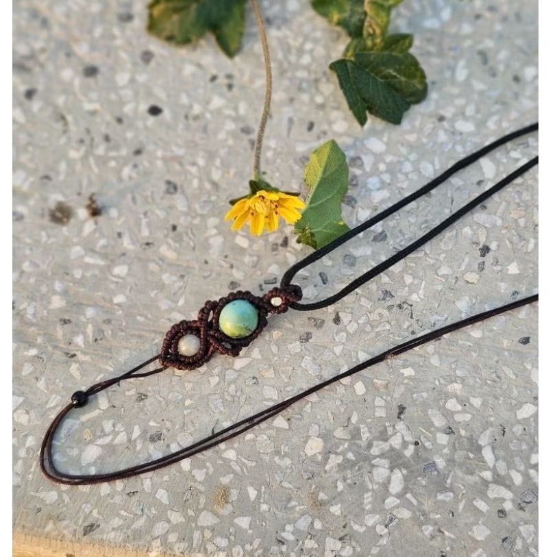 Dây đeo dzi. sợi dây mix dzi và mặt đá tết thủ công. macrame tết phối dzi