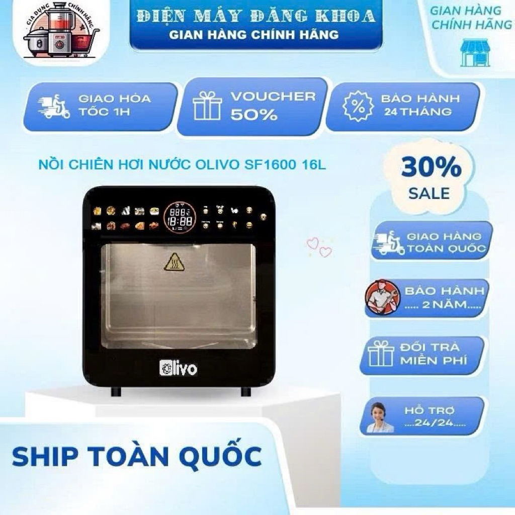 ( tặng găng tay ) Nồi Chiên Hấp Đa Năng OLIVO SF1600