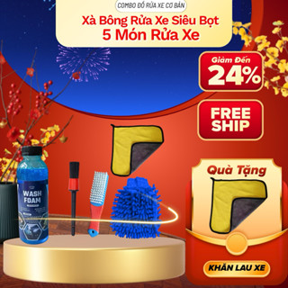 5 Món Rửa Xe Tại Nhà Bọt Cực Nhiều - Độ pH Trung Tính - Tặng Kèm Riêng Đầu Xịt Tạo Bọt