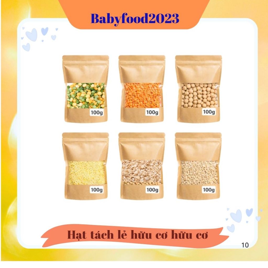 Hạt hữu cơ tách lẻ 100g cho bé ăn dặm từ 6m+.