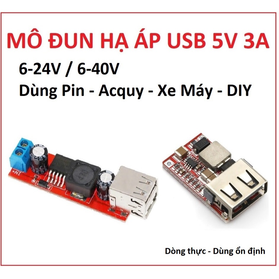 Mô Đun Hạ Áp USB 5V 3A | 6–24V / 6–40V