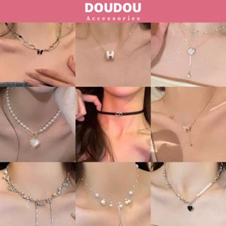 (TITAN KHÔNG ĐEN) Dây chuyền nữ Doudou Vòng cổ đính đá phong cách Hàn Quốc Choker titan XL028