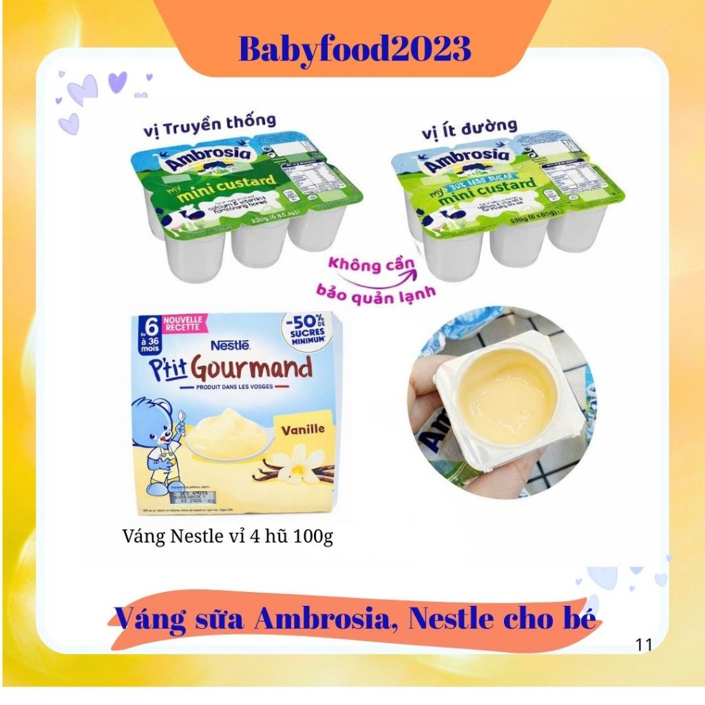 Váng sữa Ambrosia Úc / Nestle Pháp cho bé ăn dặm từ 6m+.