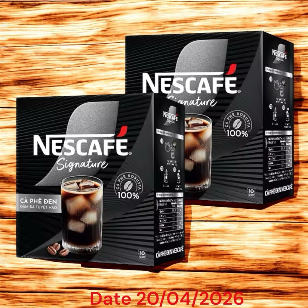 Combo 2 Hộp Nescafe Đen Signature Cao Cấp (10gói x 10,5g) Date 20/4/2026