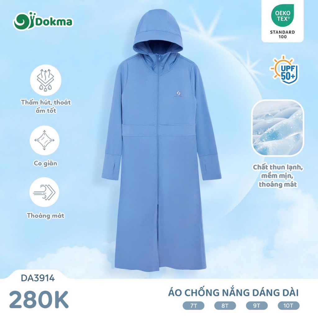 HÀNG CHÍNH HÃNG DOKMA Áo chống nắng dáng dài DOKMA DA2727  và  DA 3914 (7Y-10Y)