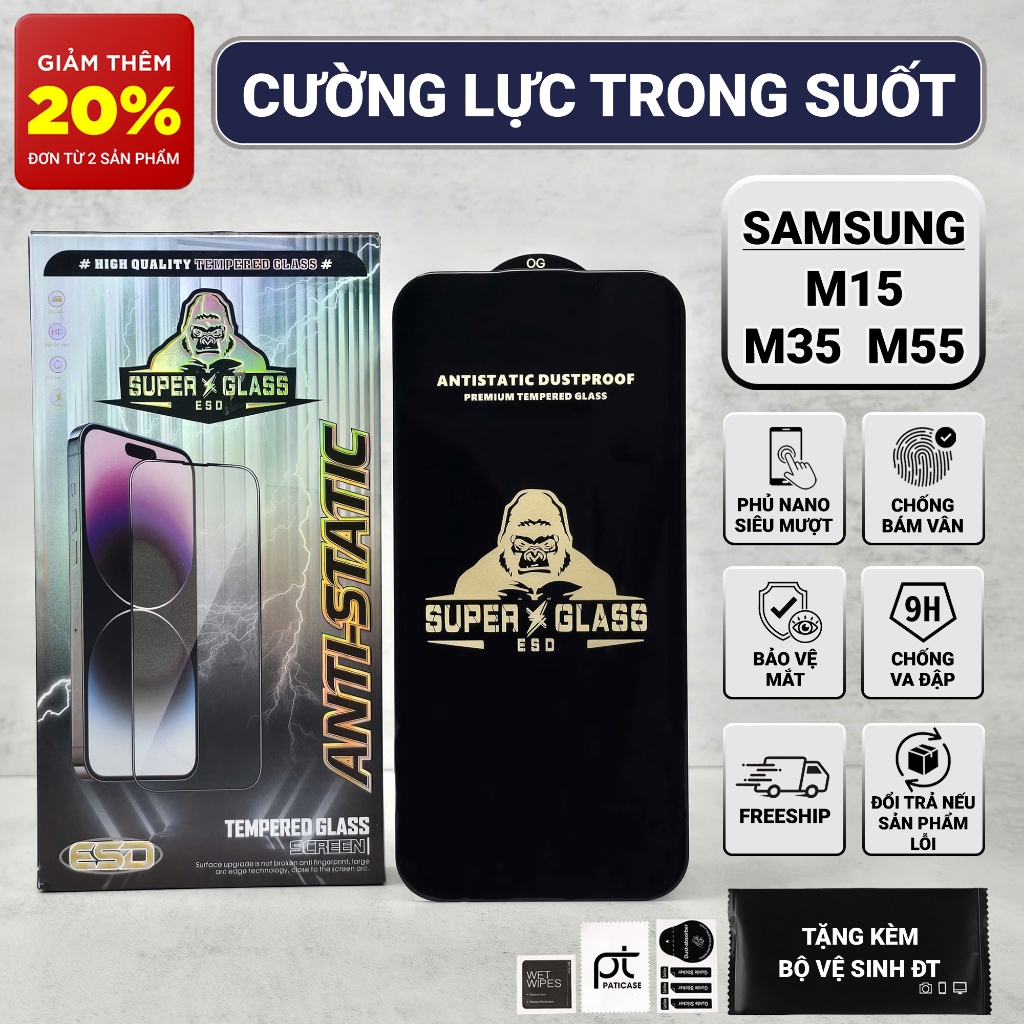Cường lực Samsung M15, M35, M55 5G Paticase full màn | Miếng kính dán bảo vệ màn hình cho ss galaxy