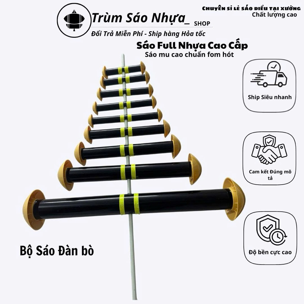Bộ sáo diều đàn bò d42 9 quả full nhựa ống dài fom cao hàng đẹp