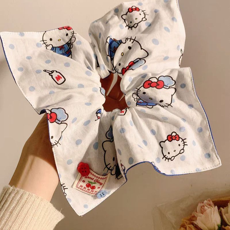 Dây Buộc Tóc Scrunchies Hello Kitty Xanh Dương WM003