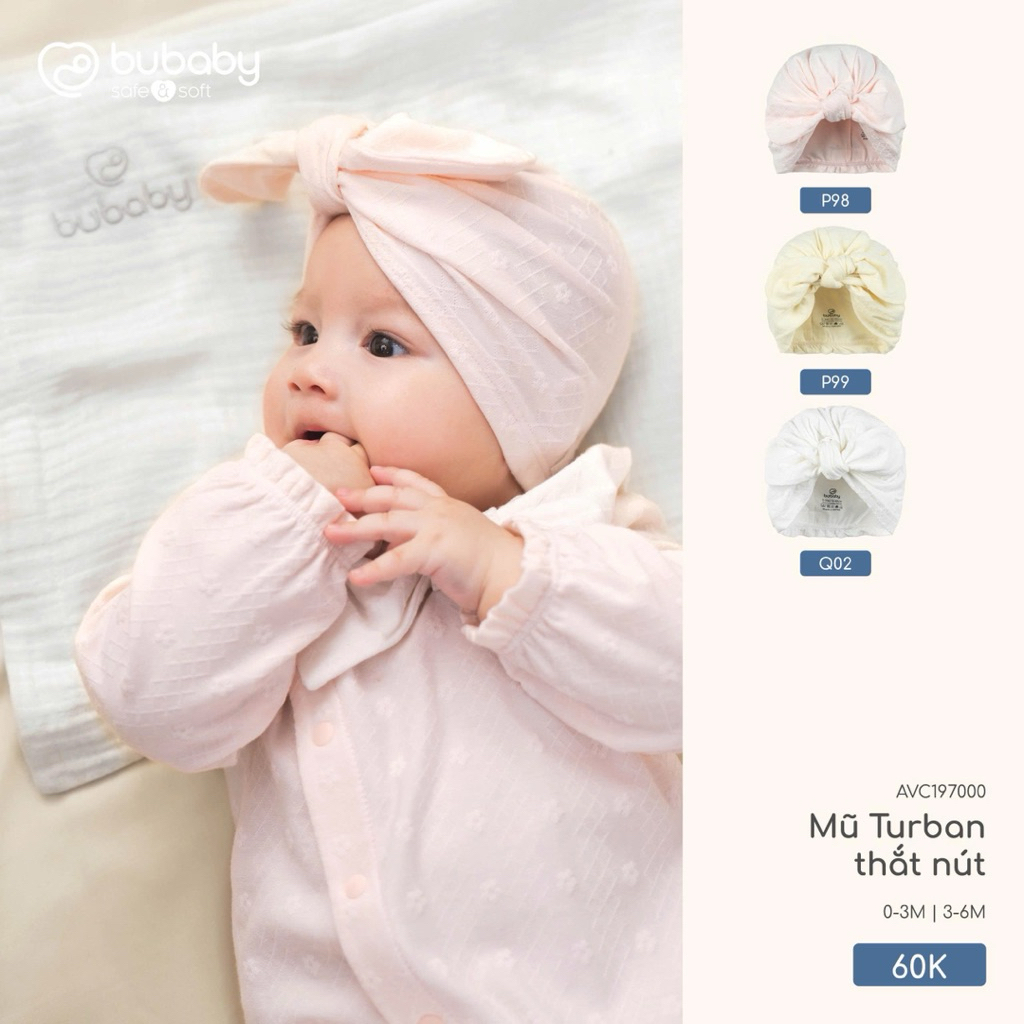 BUBABY Phụ kiện sơ sinh - Mũ Turban thắt nút AVC197000 - Bộ bao tay chân AVC400030
