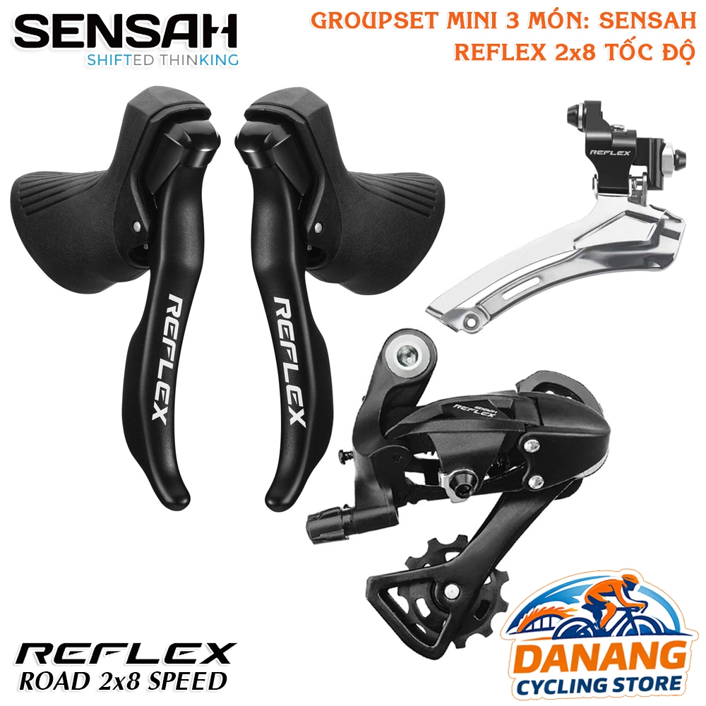 Groupset Mini 3 Món Xe Đạp: SENSAH REFLEX 2x8 Tốc Độ – Tay Đề Lắc + Củ Đề + Sang Đĩa