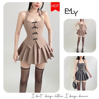 Đầm dự tiệc cổ yếm dáng xòe mini Emilyshop (T)