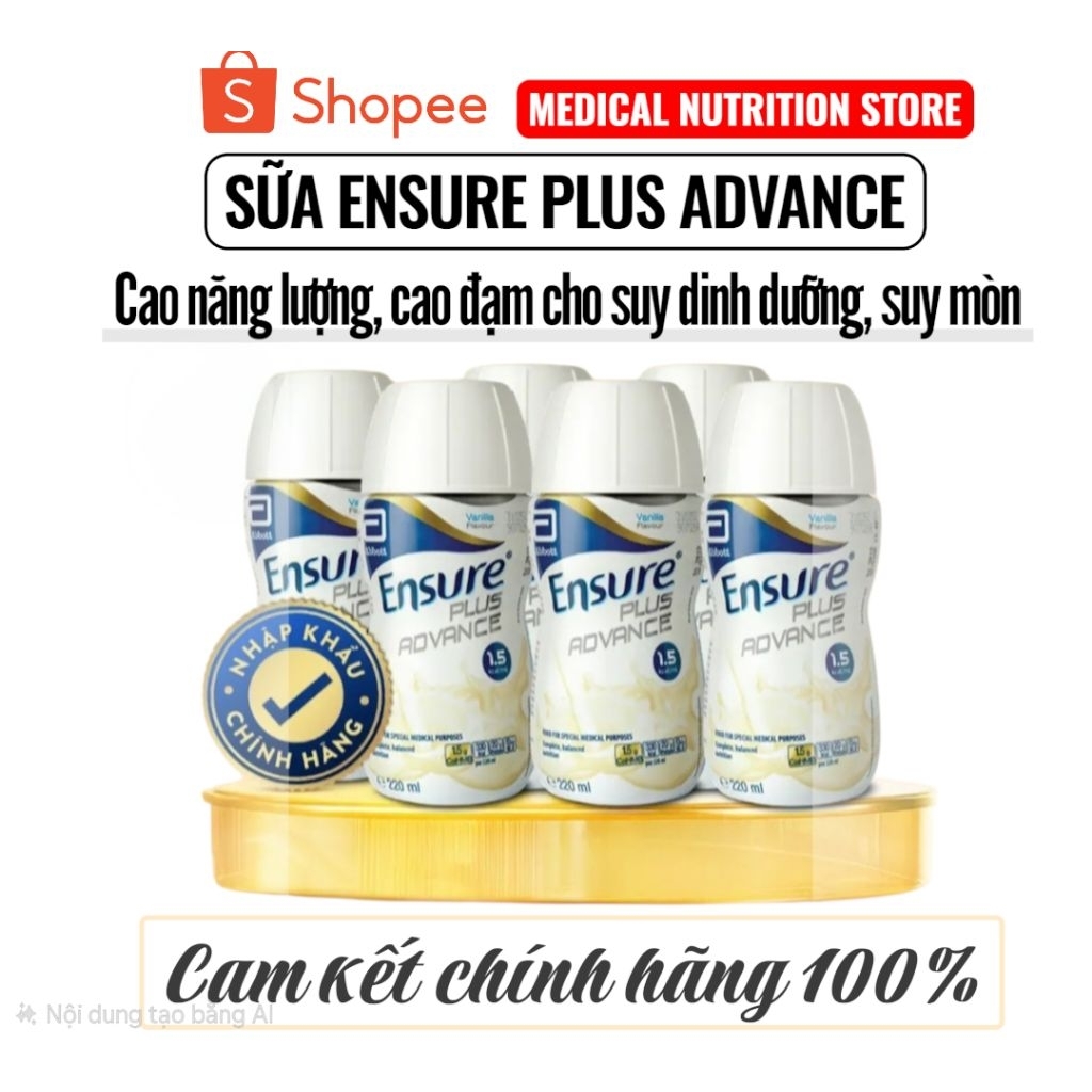 [CHÍNH HÃNG - HỎA TỐC] Lốc 6 chai sữa Ensure plus advance cao đạm, cao năng lượng
