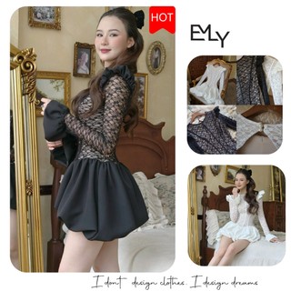 Đầm bí tay dài ren dự tiệc midi sang trọng Emilyshop D1619 (TX)