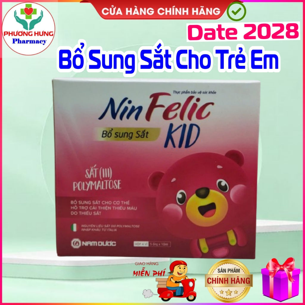 Nin Felic Kid của Nam Dược Bổ Sung Sắt Cho Trẻ em - Hộp 20 ống