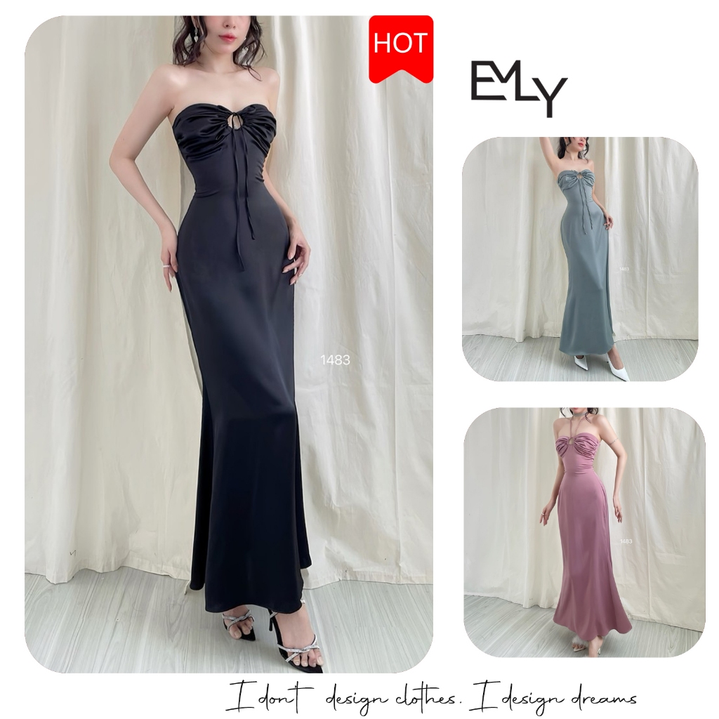 Đầm dự tiệc dáng dài ôm body cúp ngực midi Emilyshop (T)