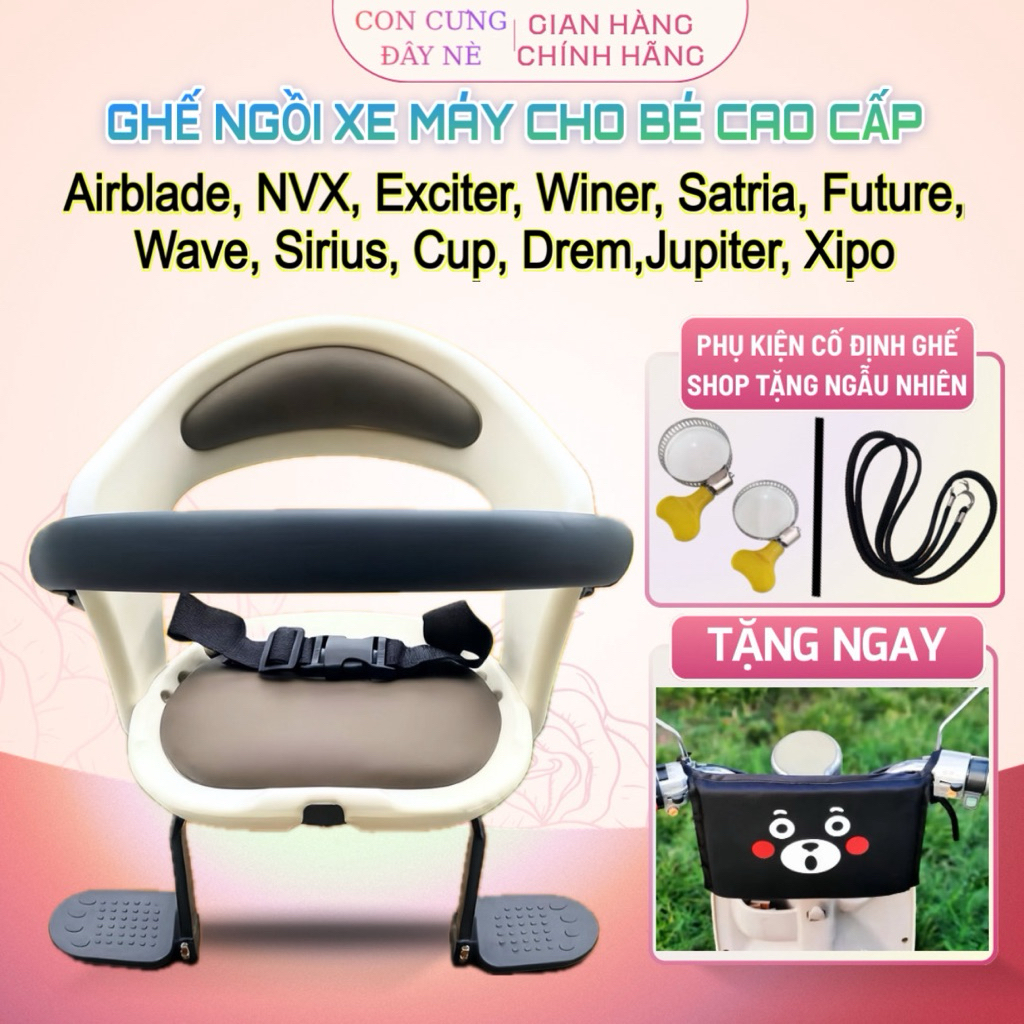 [BẢN NÂNG CẤP LOẠI 1]TẶNG QUÀ. Ghế Ngồi xe Airblade, NVX, Exciter, Winer, Satria ,Future, Wave,....an toàn cho trẻ em.
