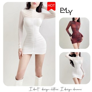 Đầm dự tiệc ôm body mini tay dài Emilyshop (T)