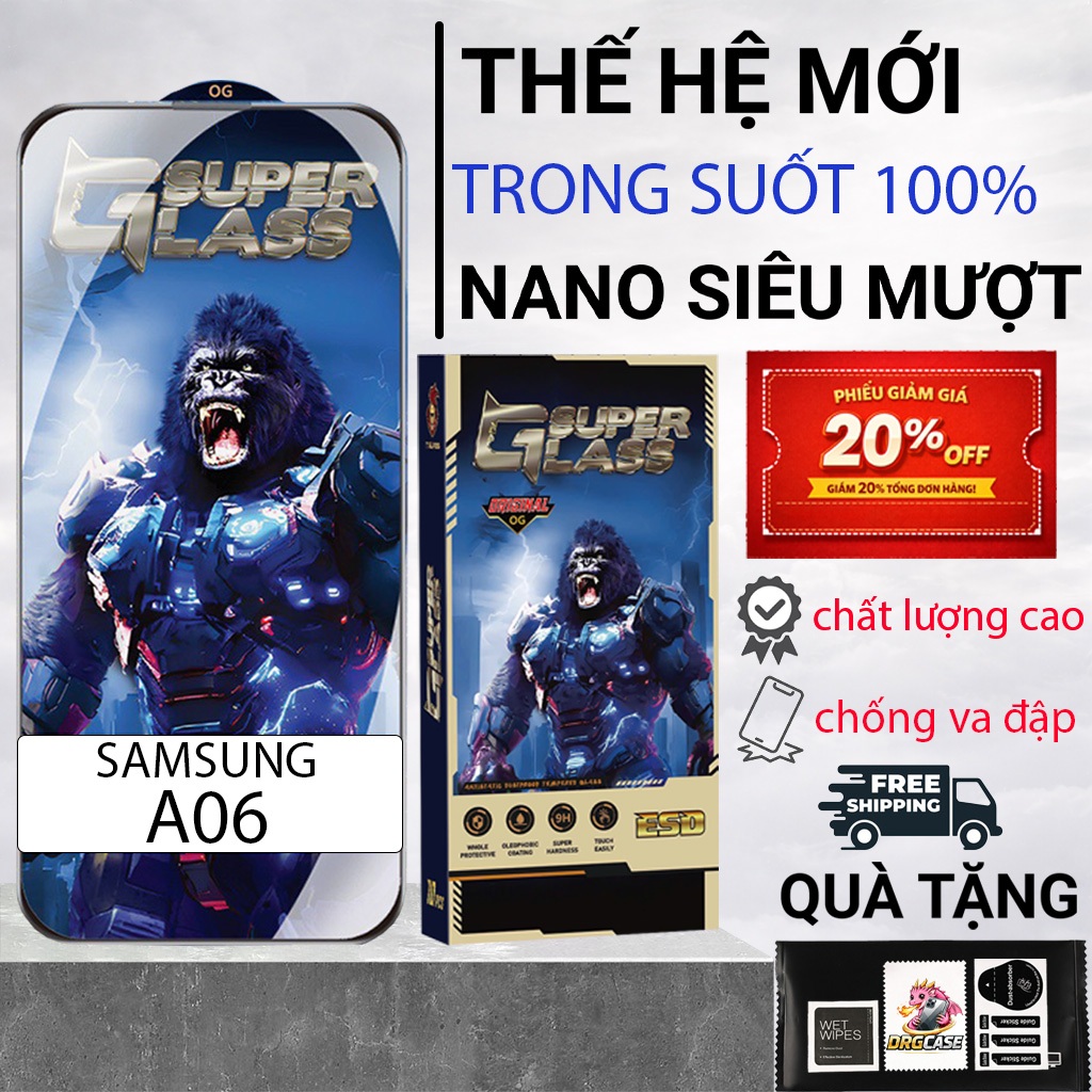 Cường lực Samsung A06 4G,5G Dragoncase PREMIUM full màn | Miếng kính dán bảo vệ màn hình cho ss gala