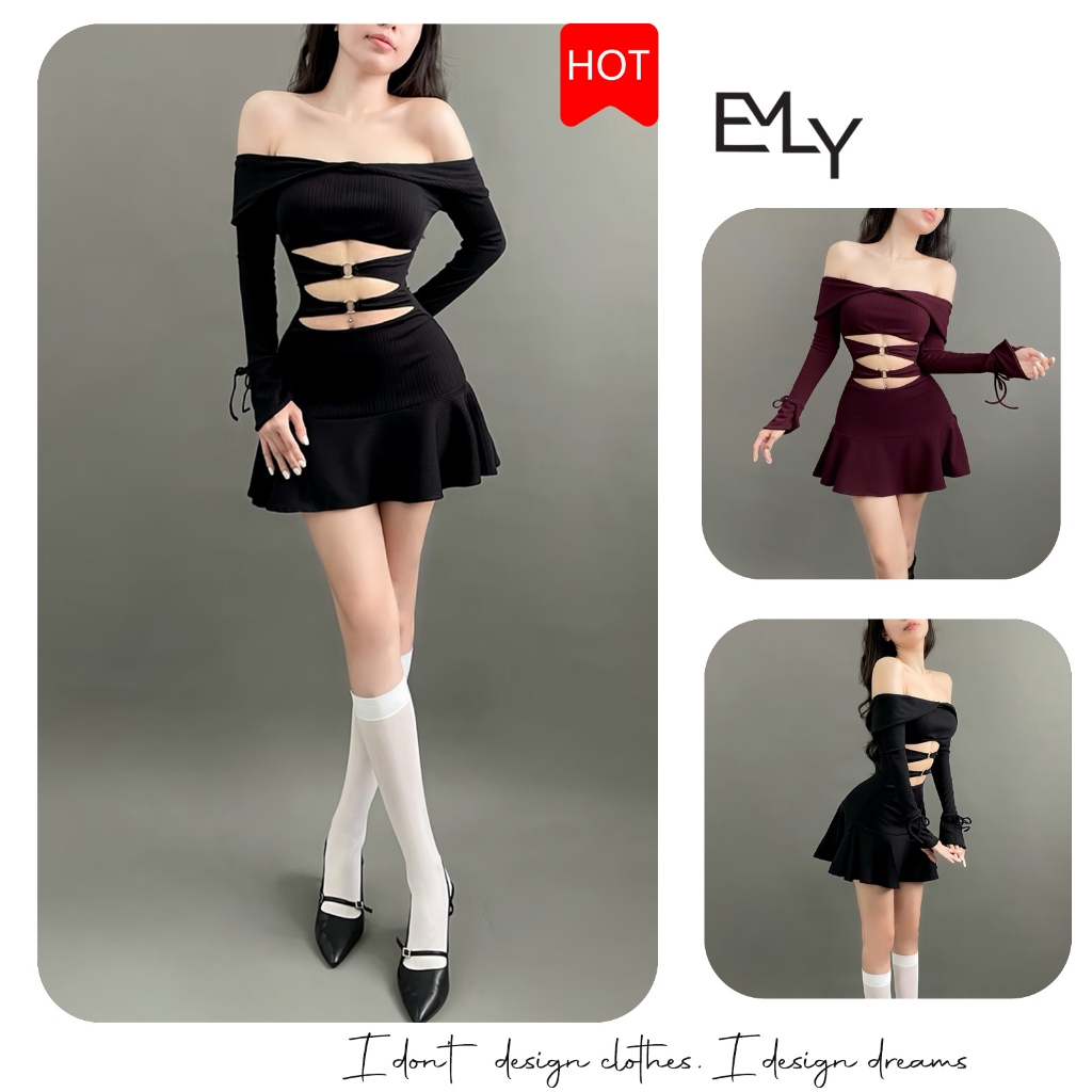 Đầm xòe tay dài mini Emilyshop (T)