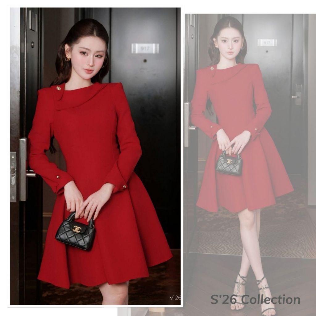 Váy Kiểu Cổ Lệch Thanh Lịch, Thoải Mái, Chất Liệu Cao Cấp, Phù Hợp Trong Mọi Dịp Lavish Design - V12