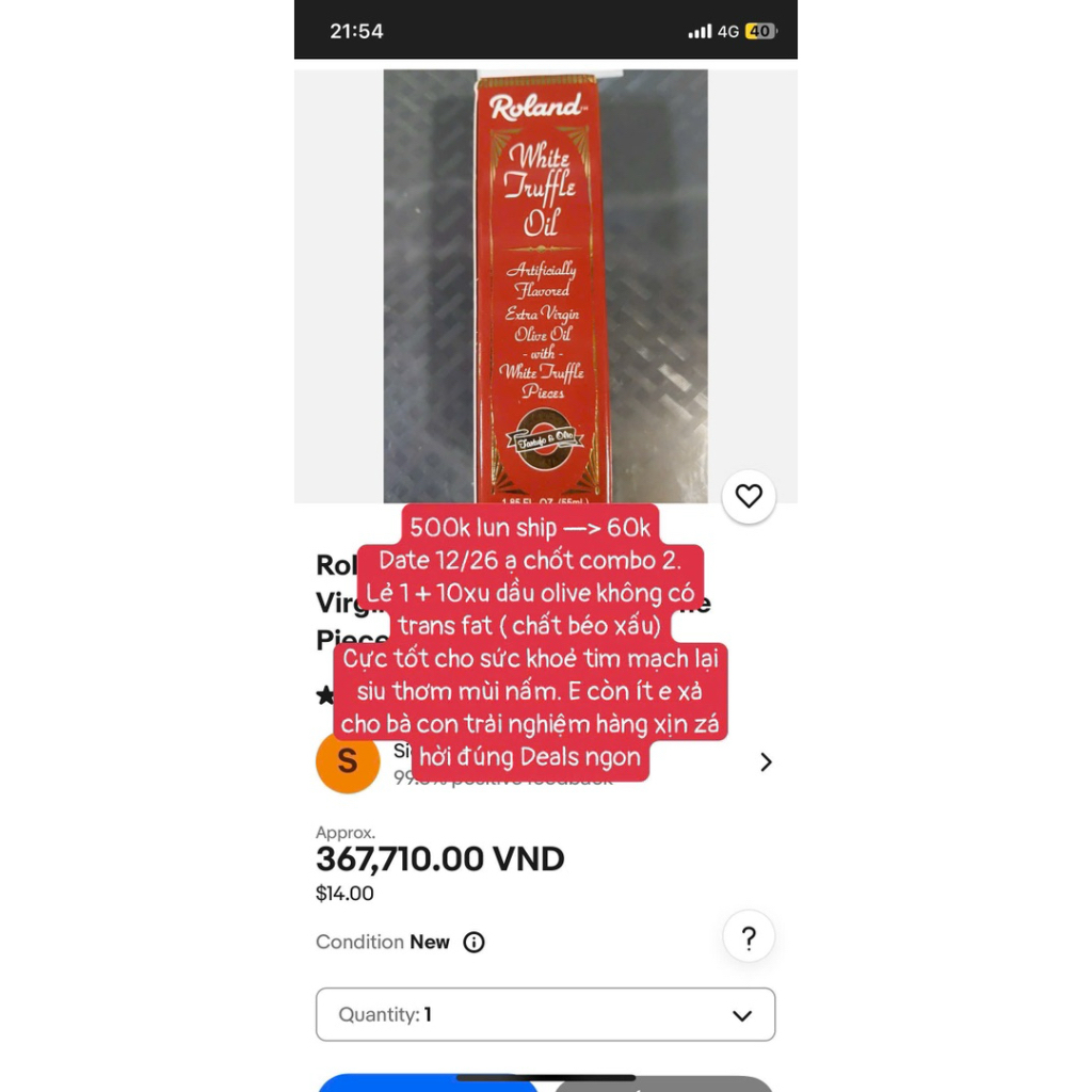 dầu olive thanh lý 500k —>72k date t12/26