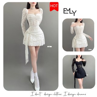 Đầm dự tiệc chữ A tay dài mini Emilyshop (T)