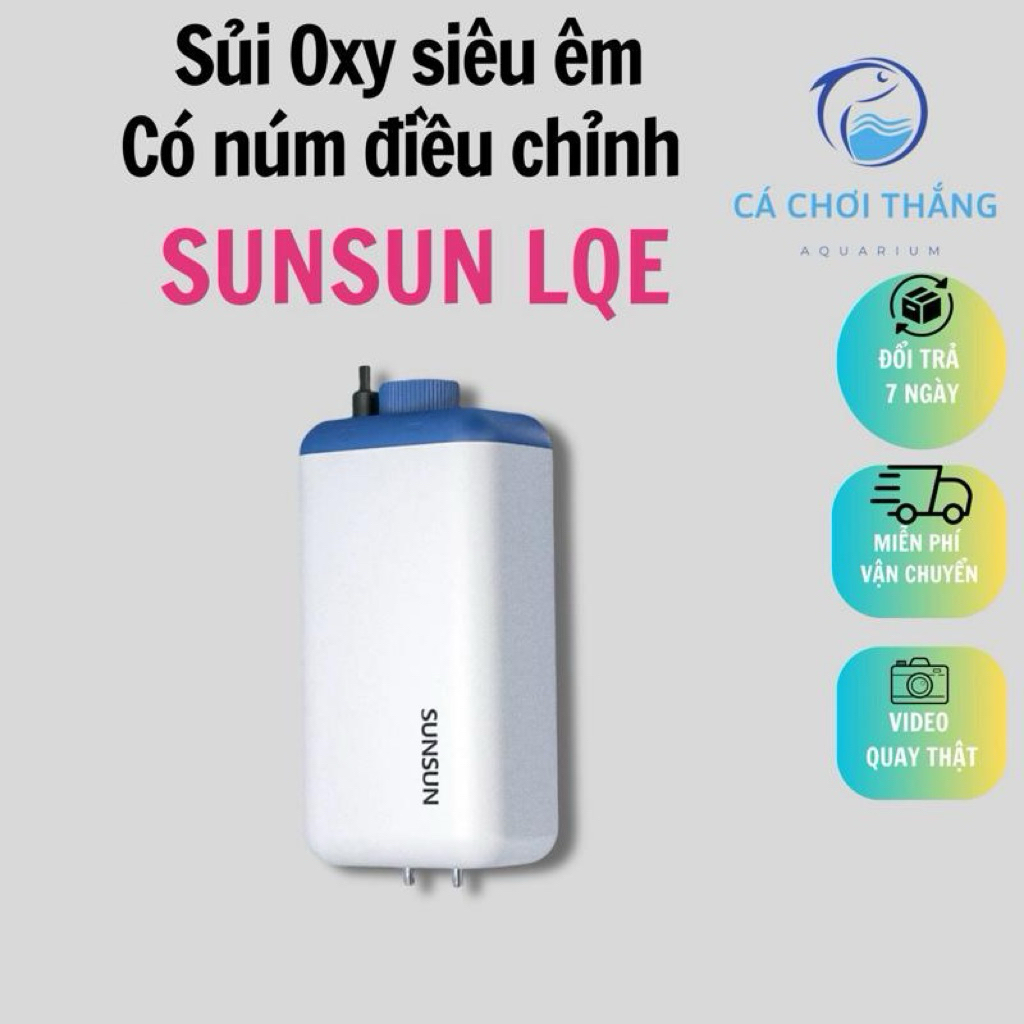Sủi oxy siêu êm SUNSUN LQE (Có núm chỉnh oxy) - Sủi cực êm, khoẻ, tặng dây sủi, quả sủi và van 1 chi