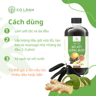 Dầu Gội Bồ Kết Gừng Bưởi Cỏ Lành - Bảo Vệ Tóc Chắc Khỏe - Chăm Sóc Tóc Bồng Bềnh Óng Mượt