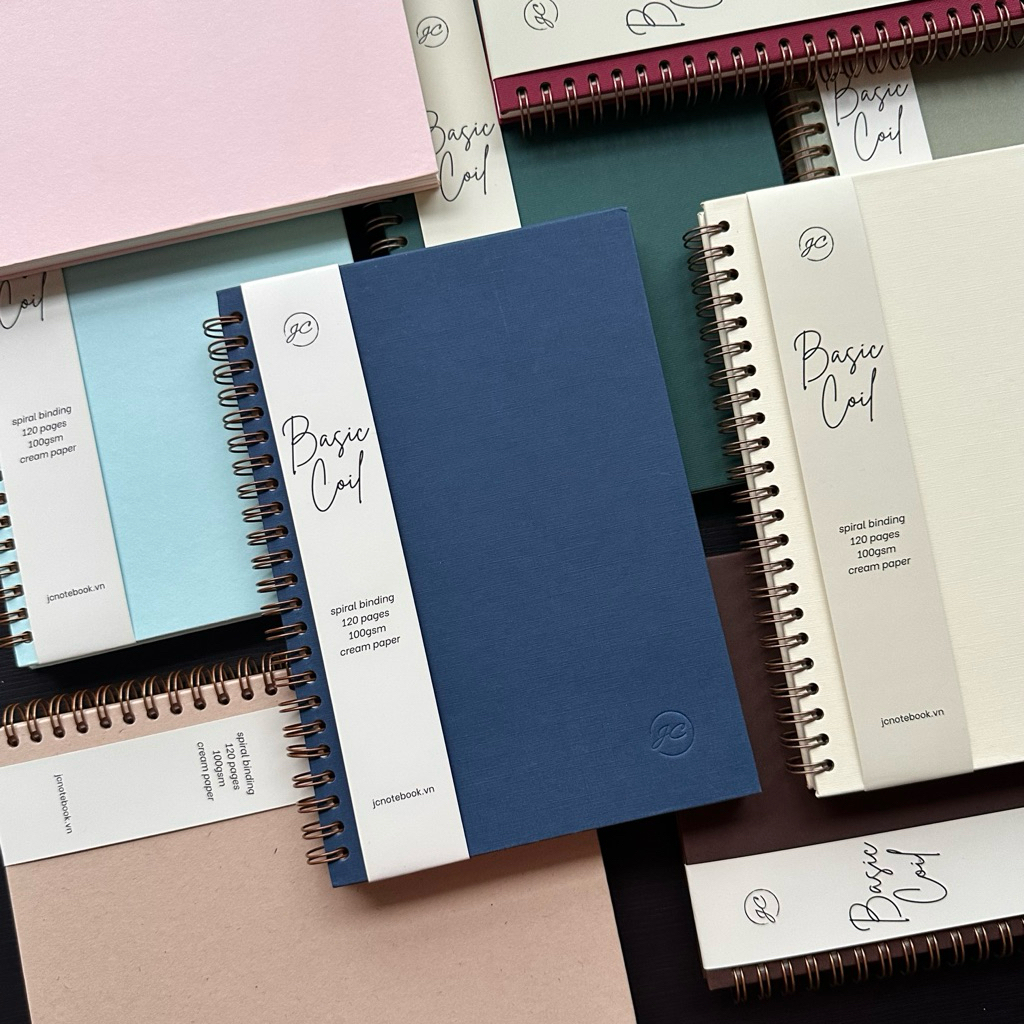 Sổ Tay Bìa Trơn Basic Coil A5 - Sổ Lò Xo Bìa Cứng Giấy Mỹ Thuật Cao Cấp JC Notebook - Signature Note
