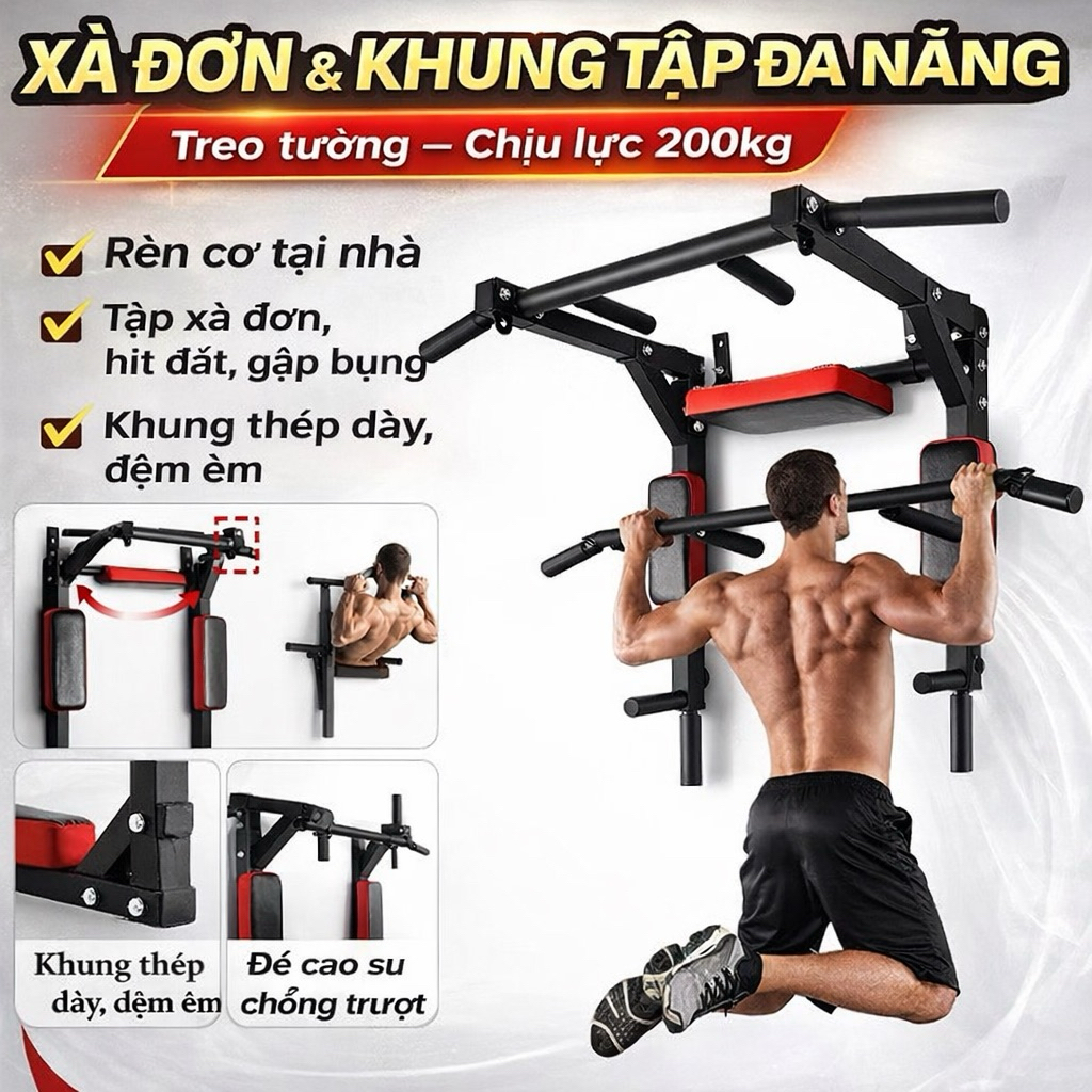 ONETWOFIT Xà đơn treo tường đa năng 8 trong 1 nó  Có thể di chuyển Thao gym tại nhà