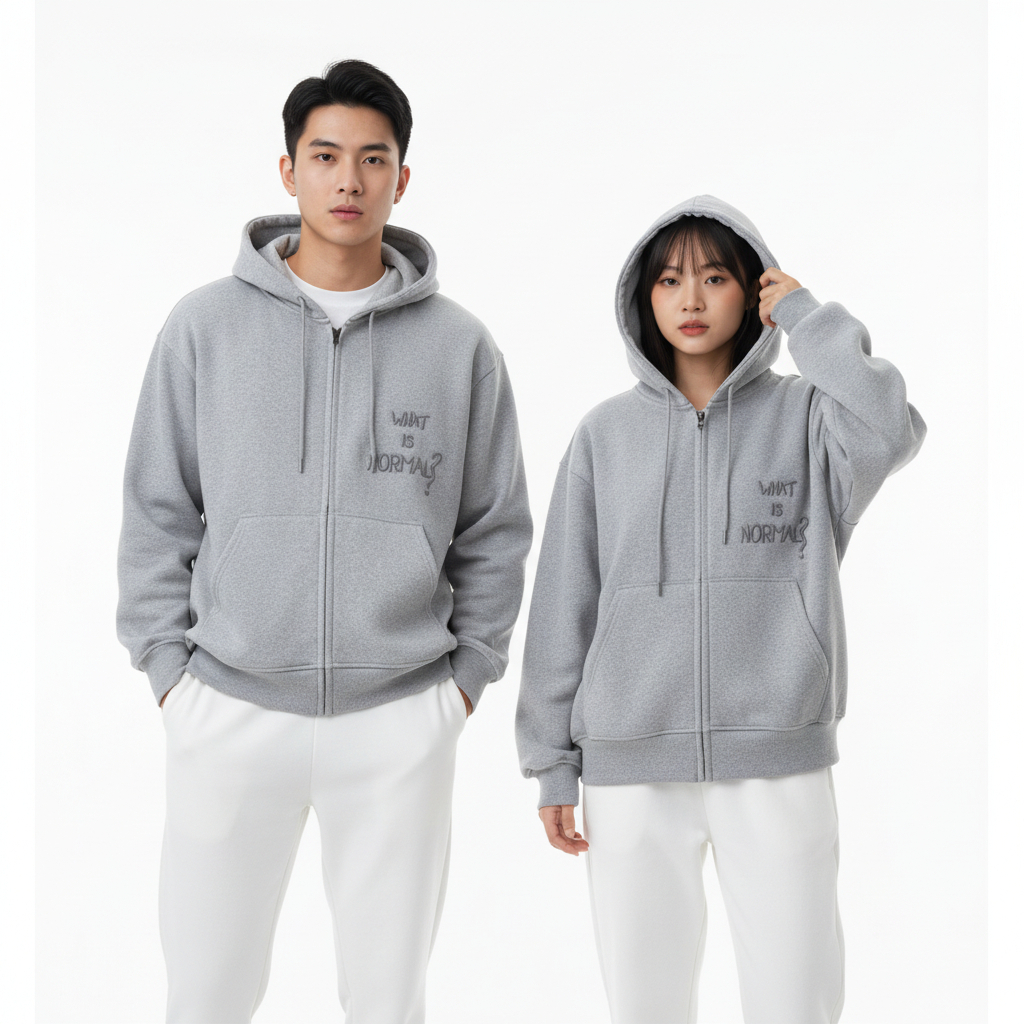 Áo Khoác Hoodie Zip NORMAL Unisex Nón 2 Lớp Trùm Qua Đầu Khóa Kéo Phao Vải Nỉ Chính Dày Dặn - GUFA