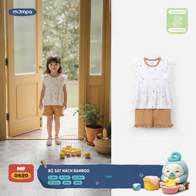 Đồ bộ cộc tay cho bé Mompa sát nách 6 tháng - 4 tuổi vải Sợi tre Bamboo mềm mại thoáng khí MP 0420