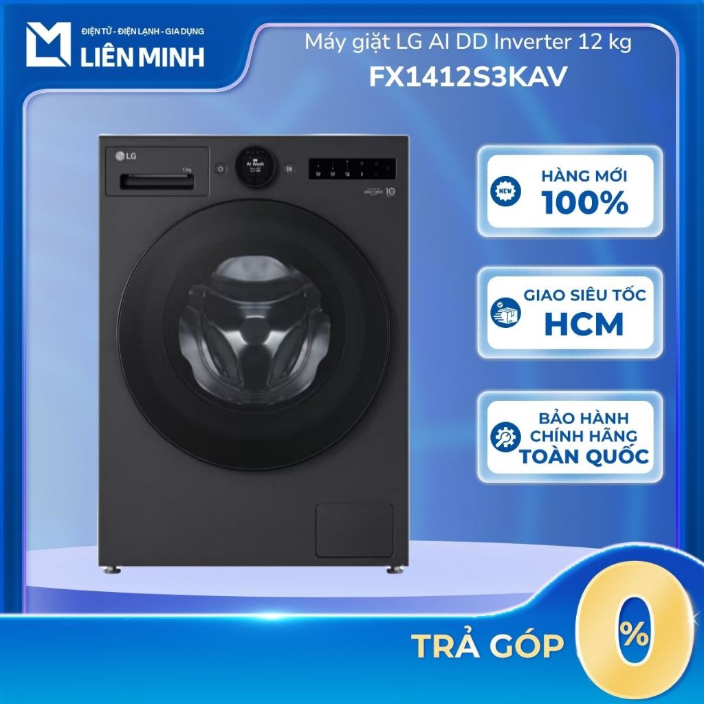 FX1412S3KAV - Máy giặt lồng ngang LG AI DD™ 2.0 Inverter 12kg màu đen FX1412S3KAV [Giao Toàn Quốc]