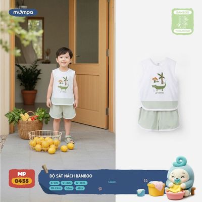 Đồ bộ cộc tay cho bé Mompa sát nách 6 tháng - 4 tuổi vải Sợi tre Bamboo mềm mại thoáng khí MP 0455