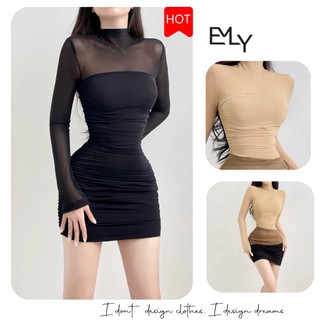 Đầm dự tiệc ôm body tay dài mini Emilyshop (T)