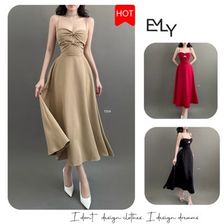 Đầm dự tiệc 2 dây dáng dài midi Emilyshop (T)