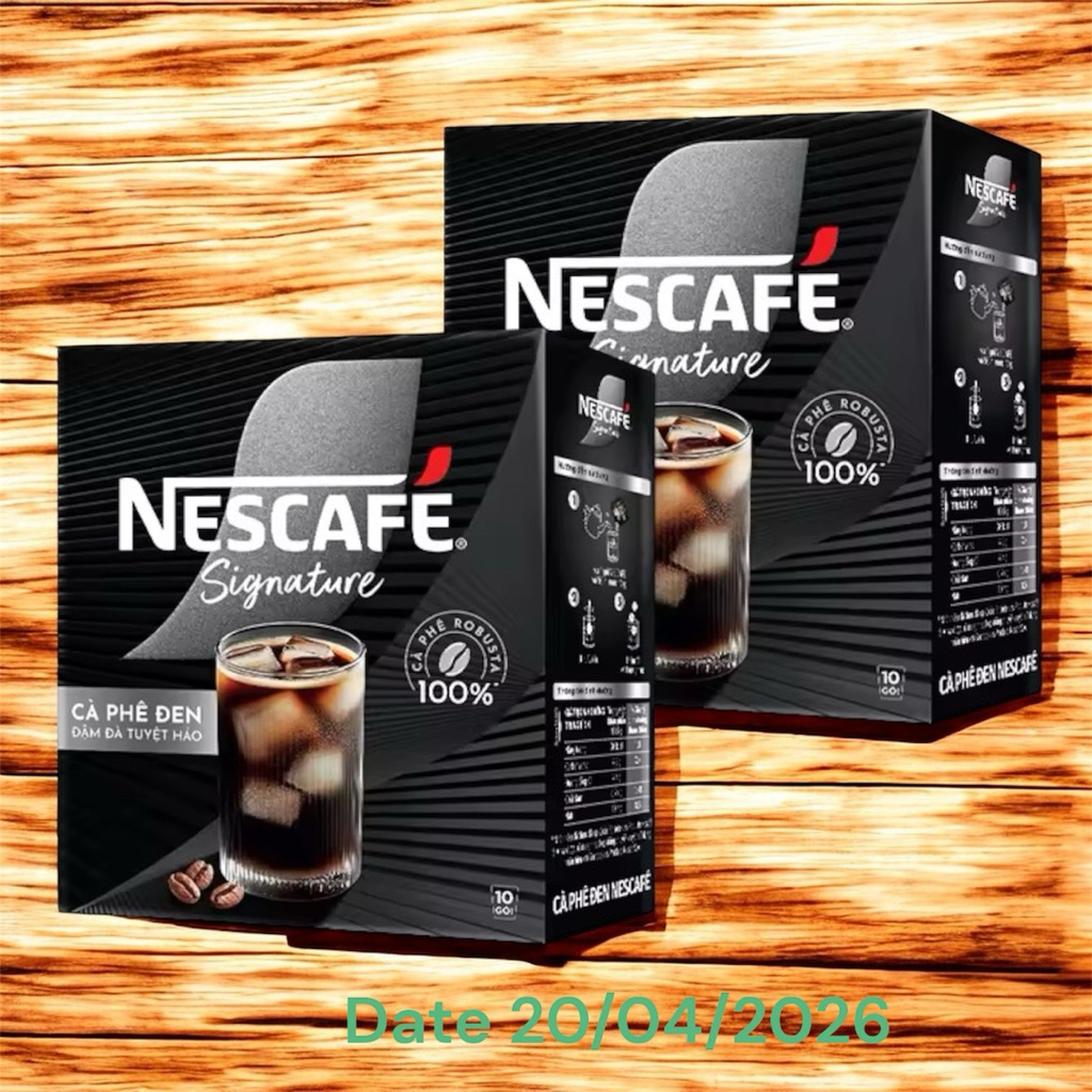 Combo 2 Hộp Nescafe Đen Signature Đen Cao Cấp (10gói x 10,5gram) Date 20/4/2026