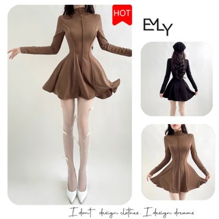 Đầm dự tiệc dáng xòe xếp ly mini Emilyshop (T)