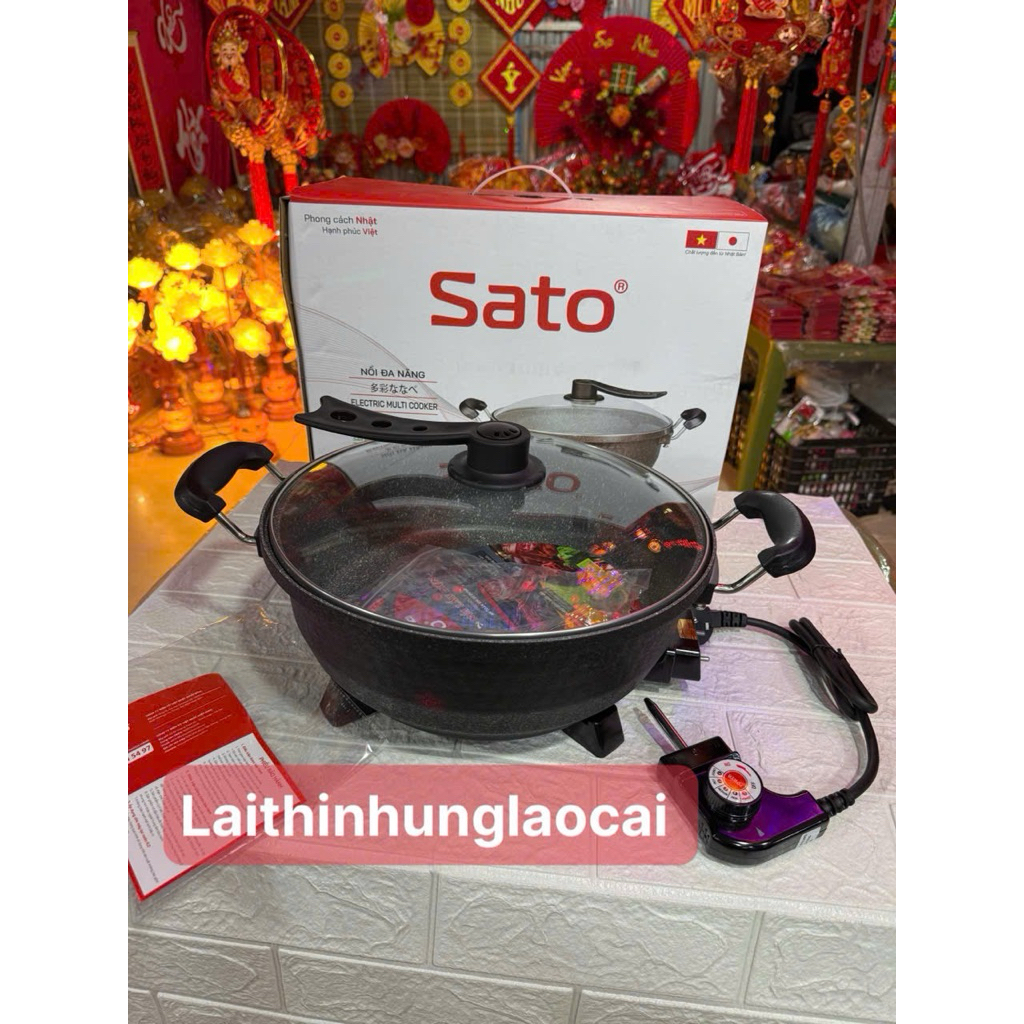 Chảo lẩu, nồi lẩu điện  SATO -5 lít-1700w- lòng liền