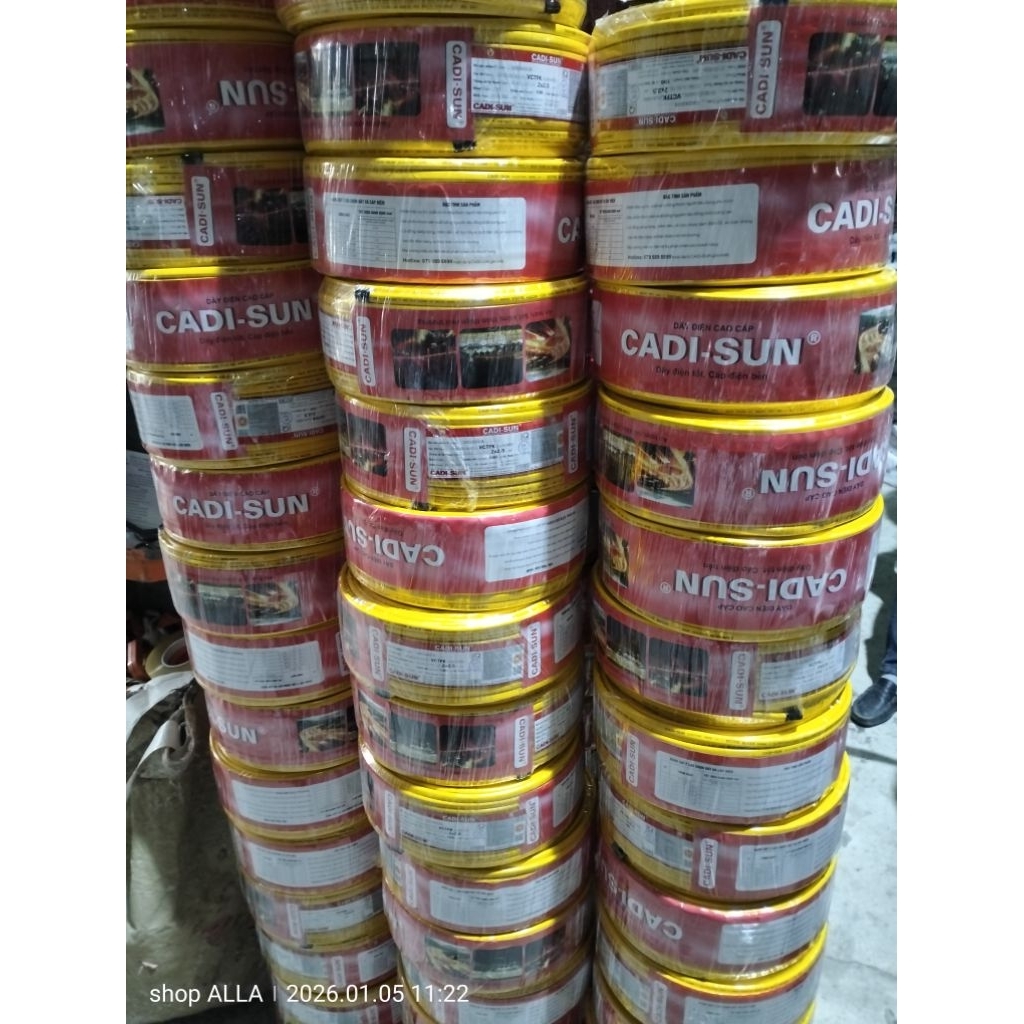 dây điện dẹt vàng cadisun 2x4 cuộn 50met 100met hàng chính hãng