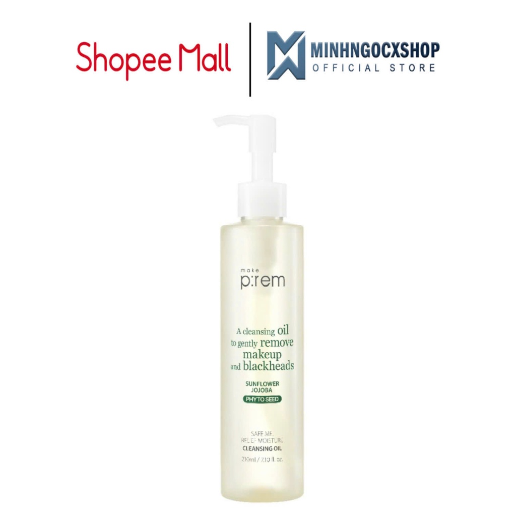 Dầu tẩy trang dịu nhẹ MAKE P:REM ( Prem ) Safe Me. Relief Moisture Cleansing Oil 210ML - Make Prem