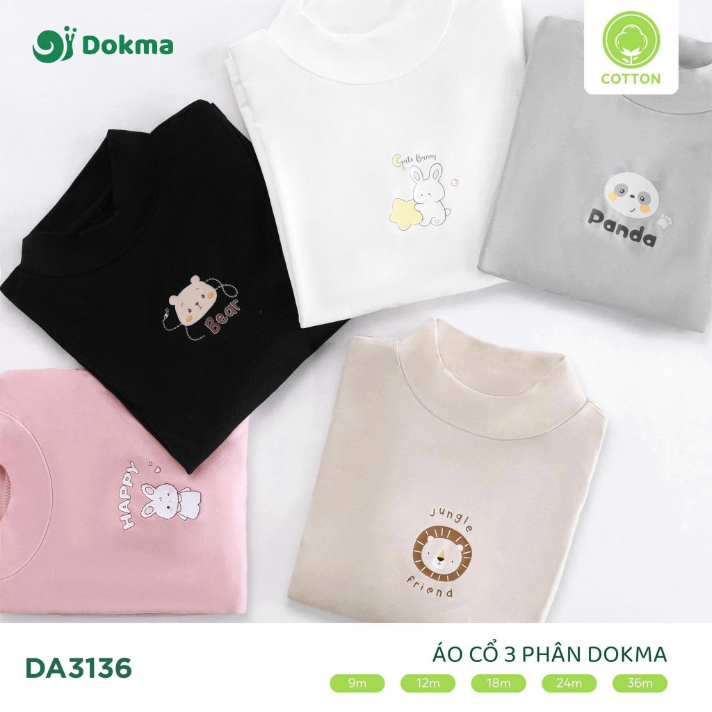 Áo giữ nhiệt cổ 3p Dokma chất cotton DA3136 size 6-36M(6-14kg)