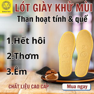 Lót giày than hoạt tính & quế khử mùi hôi chân, hút ẩm thoáng khí, kháng nấm khuẩn, êm chân thơm chân nam nữ - Buratino