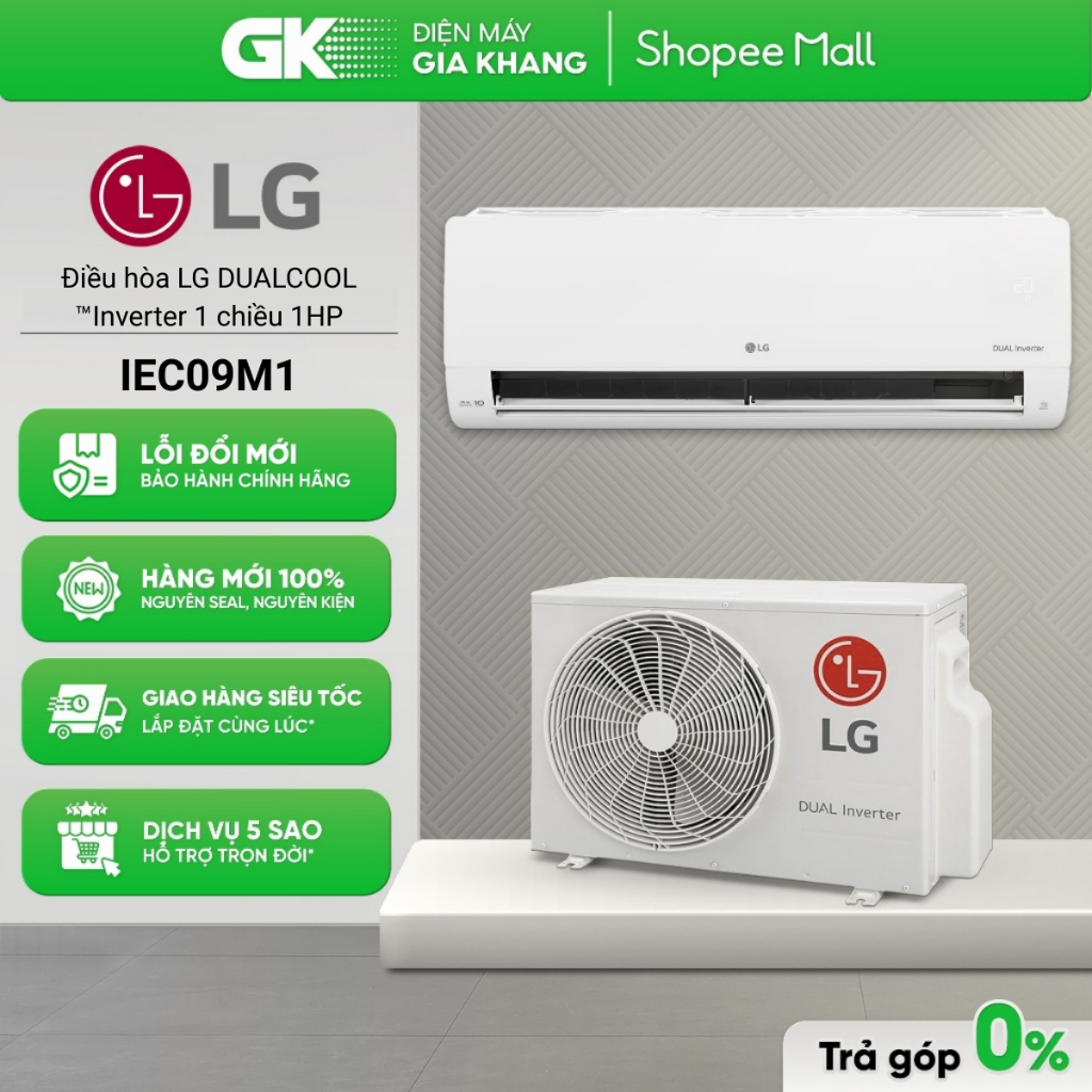 Điều hòa LG DUALCOOL™Inverter 1 chiều 1HP IEC09M1 [Toàn Quốc]
