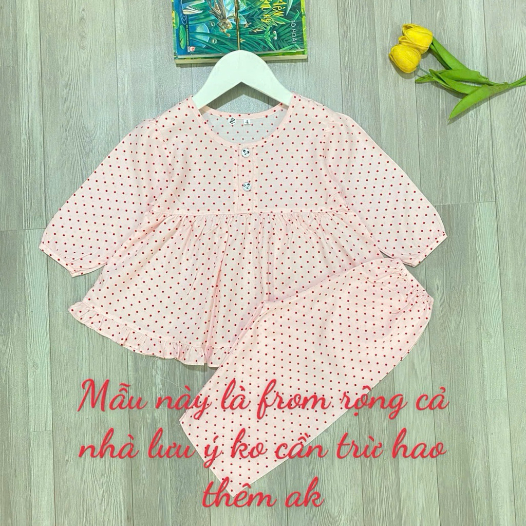 Bộ tole lanh BÉ GÁI ÁO BABYDOLL tay dài quần dài