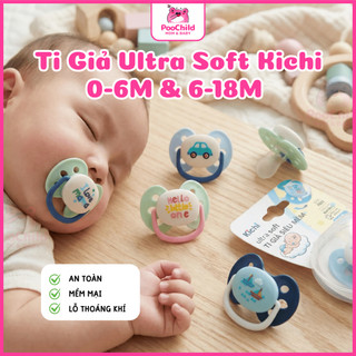 Ti giả Ultra Soft cho bé, ty ngậm Kichilachi Ultra Soft siêu mềm chỉnh nha chống vẩu cho bé 0-18M