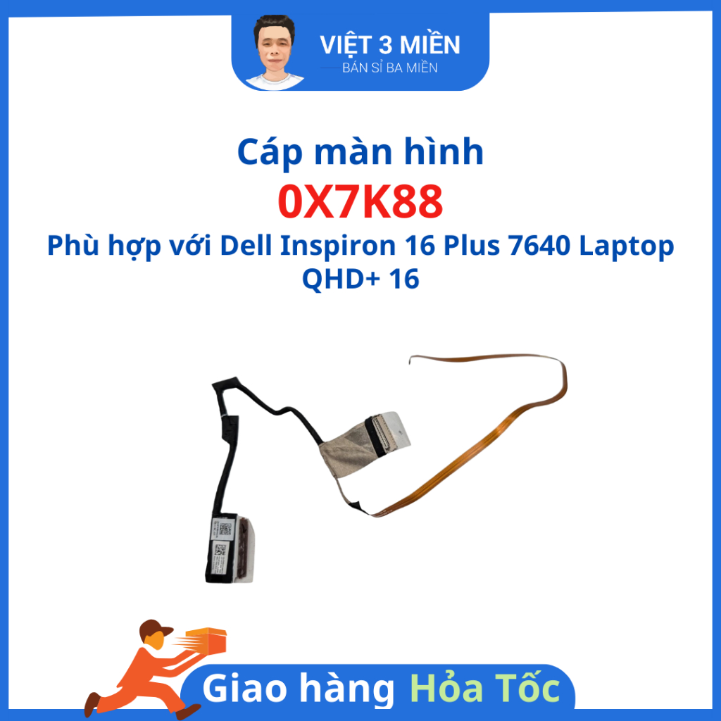 Cáp màn hình laptop Dell Inspiron 16 Plus 7640 Laptop QHD+ 16 – DP/N 0X7K88 – Zin tháo máy