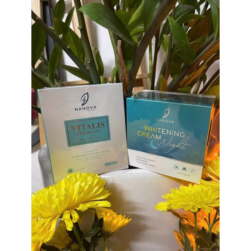 Cặp kem ngày kem đêm Whitening Cream Nanova chính hãng