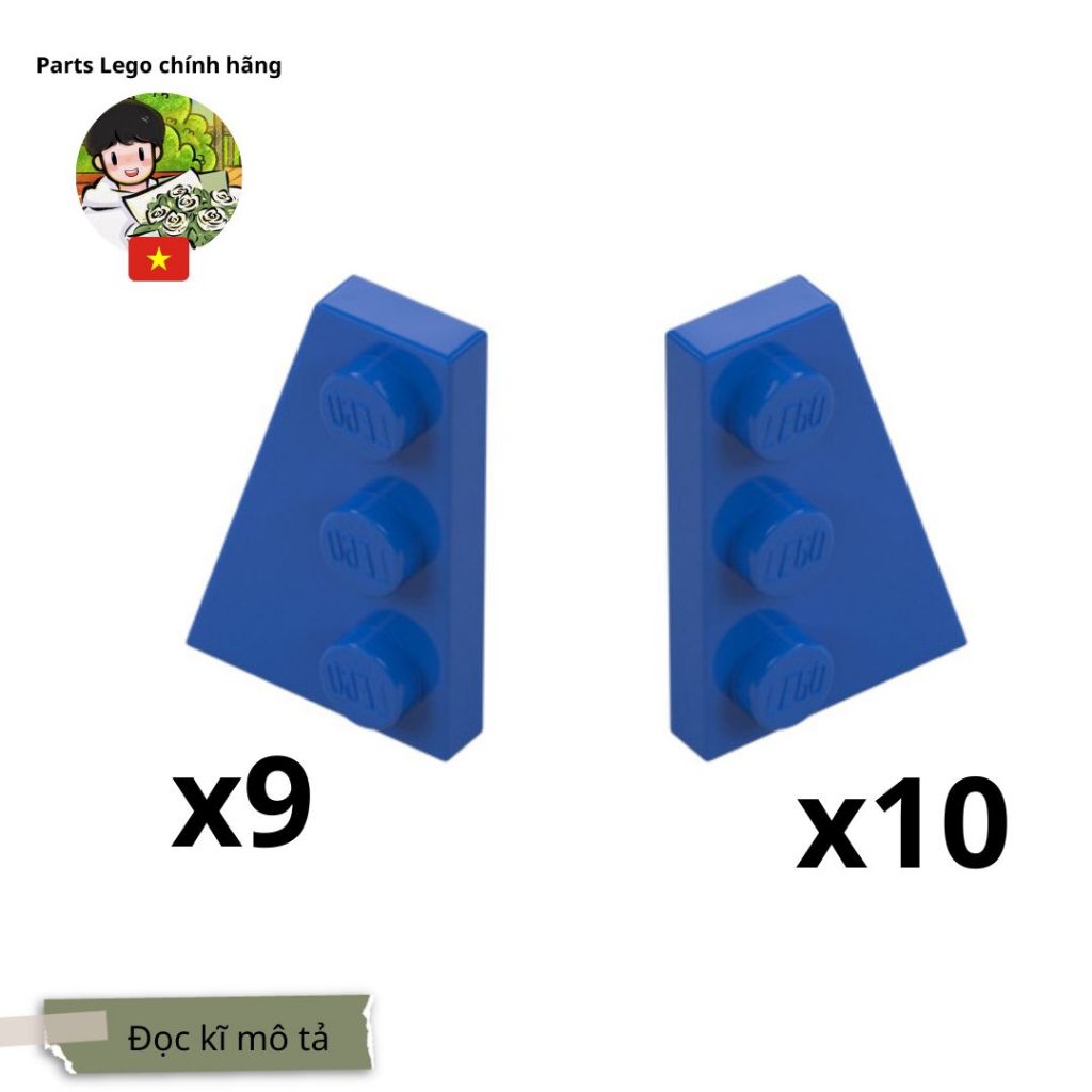 Gạch LEGO - 19 Plate Wedge 3x2 xanh biển chính hãng -(19 trái,phải)- mã: 43722 .